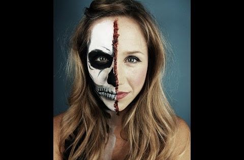 half face halloween makeup tutorial