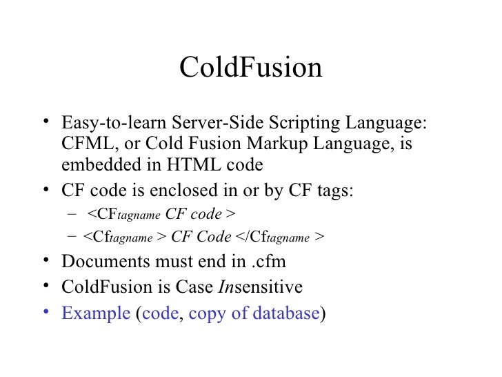 cold fusion markup language tutorial