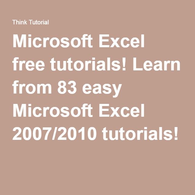 microsoft office excel 2010 tutorial pdf
