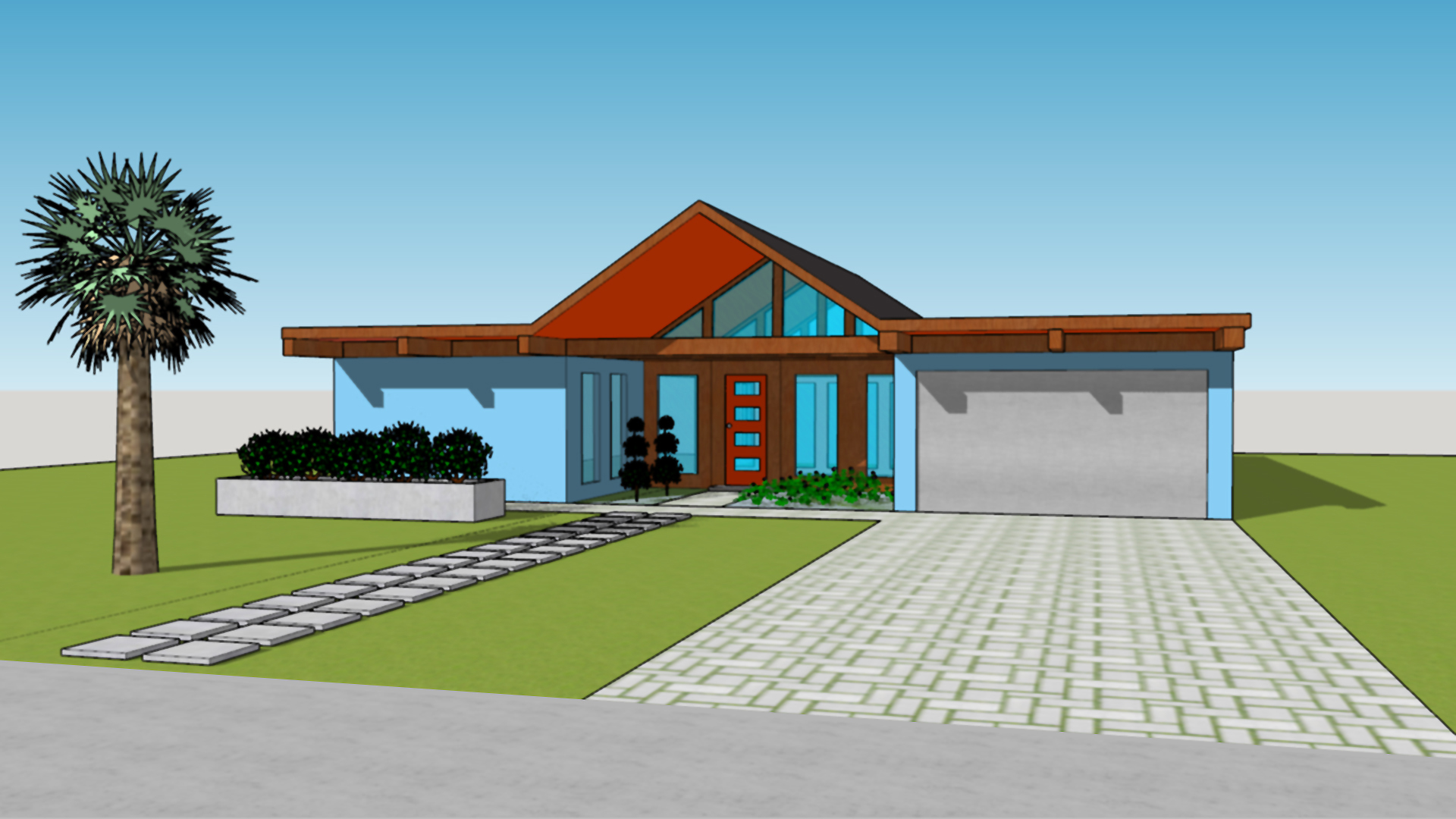 sketchup house on hill